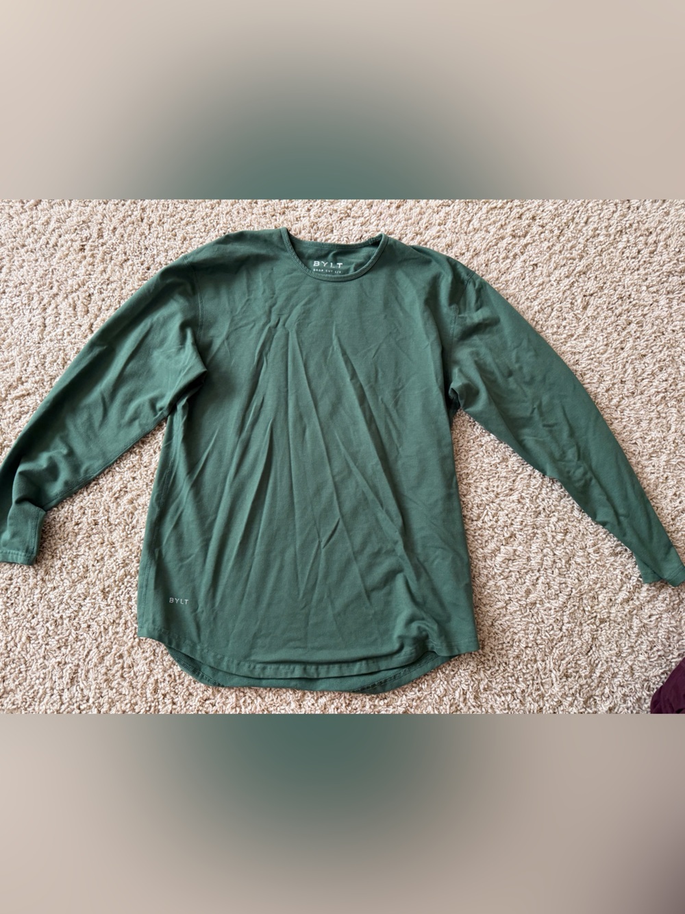 BYLT Men's Drop Cut Lux L/S BYLT Blend Green Long sleeve T-Shirt Large